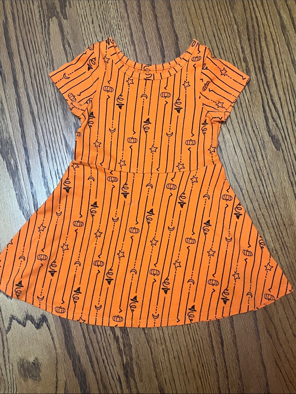 Cat & Jack Orange Halloween Stripe Dress